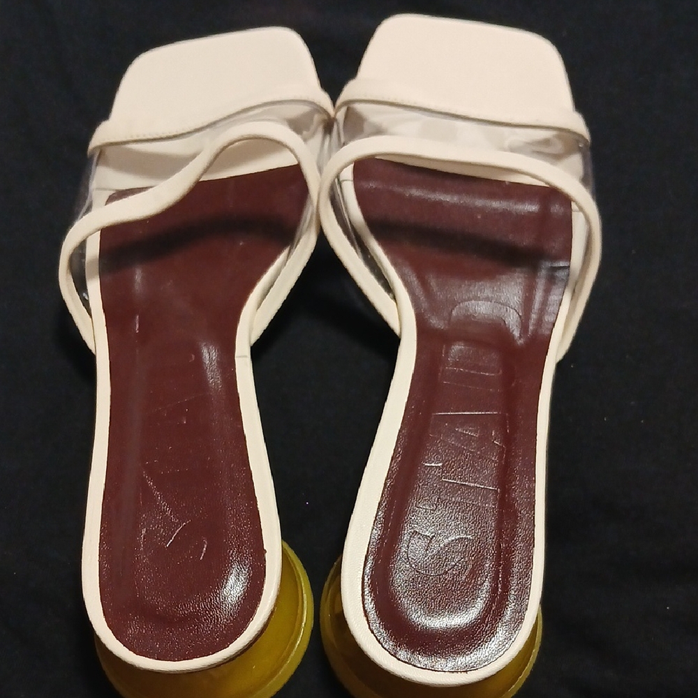 STAUD Cream and Brown Heels